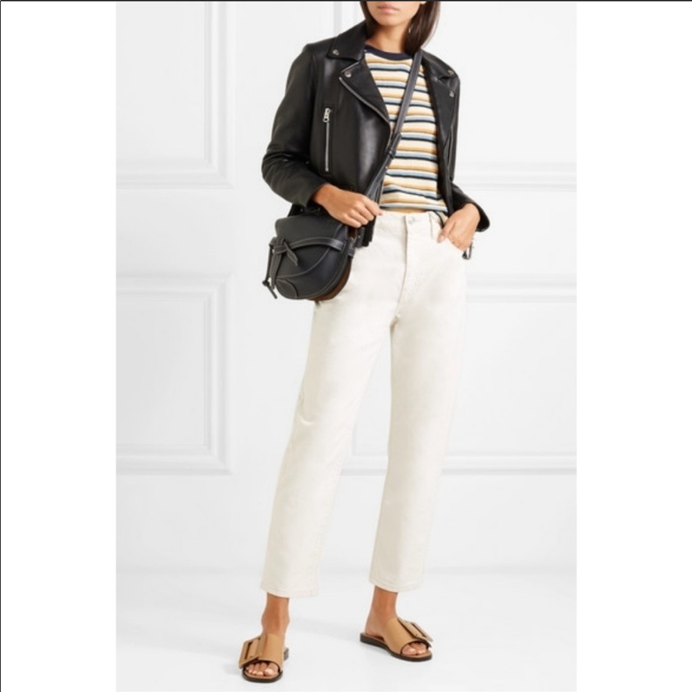 Current/Elliott Slim Cropped Off White Jeans